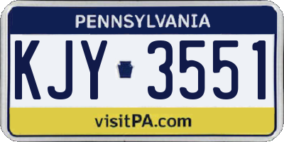 PA license plate KJY3551