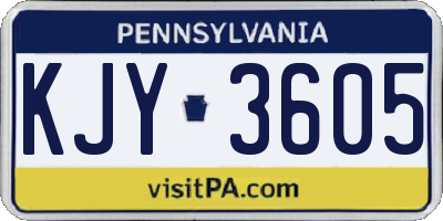 PA license plate KJY3605