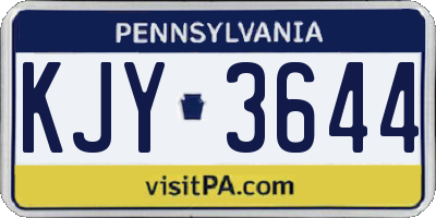 PA license plate KJY3644
