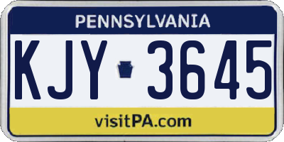PA license plate KJY3645