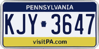 PA license plate KJY3647