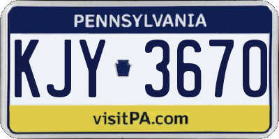 PA license plate KJY3670