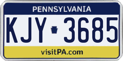 PA license plate KJY3685