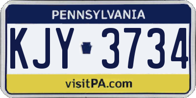 PA license plate KJY3734