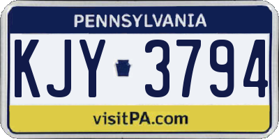 PA license plate KJY3794