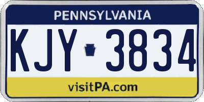 PA license plate KJY3834