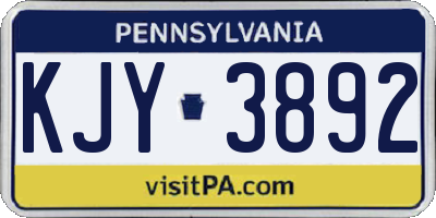 PA license plate KJY3892
