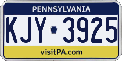 PA license plate KJY3925