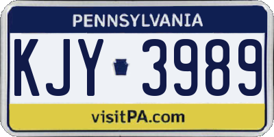 PA license plate KJY3989