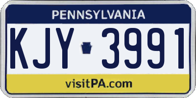 PA license plate KJY3991