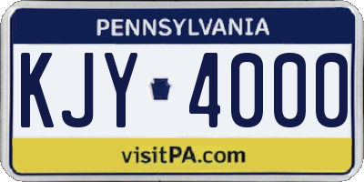 PA license plate KJY4000