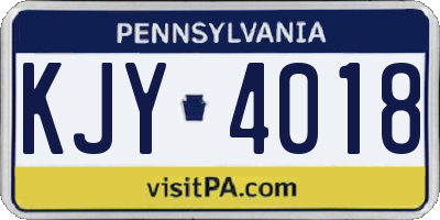 PA license plate KJY4018