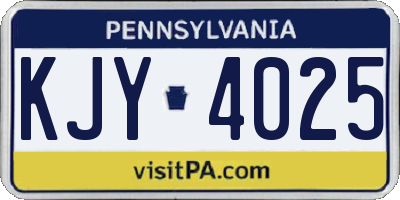 PA license plate KJY4025