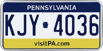 PA license plate KJY4036