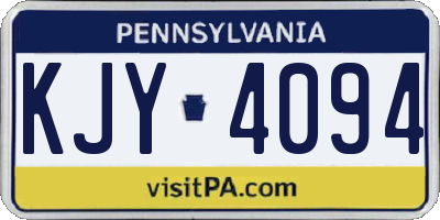 PA license plate KJY4094