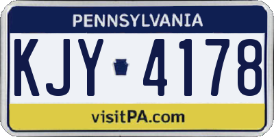 PA license plate KJY4178