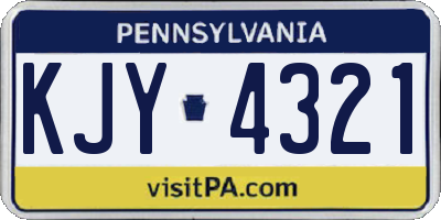 PA license plate KJY4321