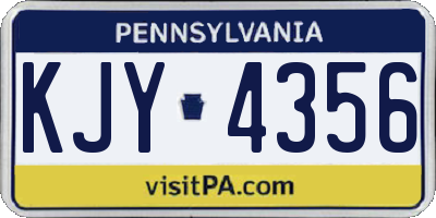 PA license plate KJY4356