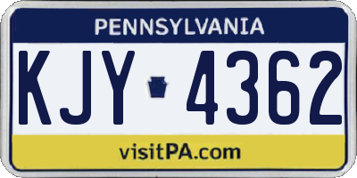 PA license plate KJY4362