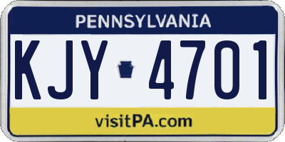 PA license plate KJY4701