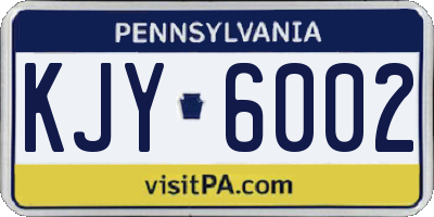 PA license plate KJY6002