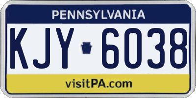PA license plate KJY6038