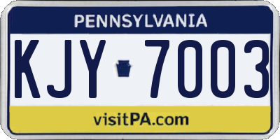 PA license plate KJY7003