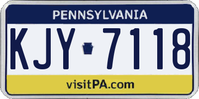 PA license plate KJY7118