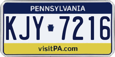 PA license plate KJY7216