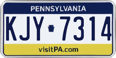 PA license plate KJY7314