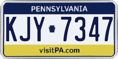 PA license plate KJY7347