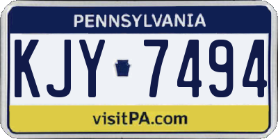 PA license plate KJY7494