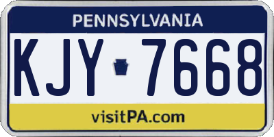 PA license plate KJY7668