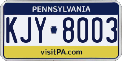 PA license plate KJY8003
