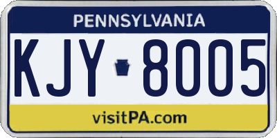 PA license plate KJY8005
