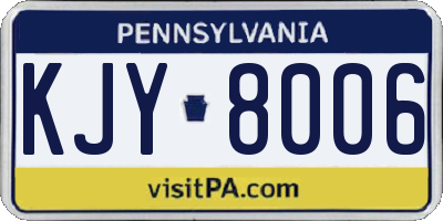 PA license plate KJY8006