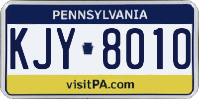 PA license plate KJY8010