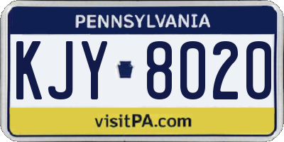 PA license plate KJY8020