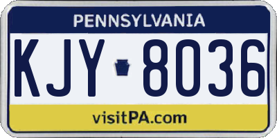 PA license plate KJY8036