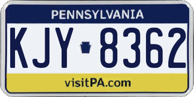 PA license plate KJY8362