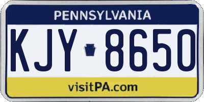 PA license plate KJY8650