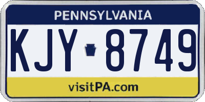 PA license plate KJY8749