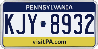 PA license plate KJY8932