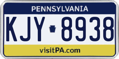 PA license plate KJY8938