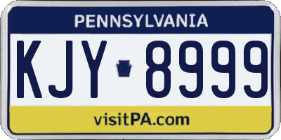 PA license plate KJY8999