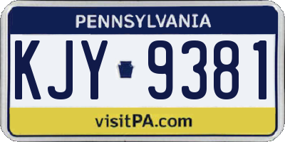 PA license plate KJY9381