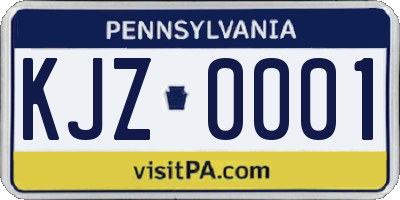 PA license plate KJZ0001