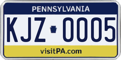 PA license plate KJZ0005