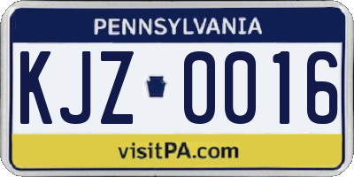 PA license plate KJZ0016