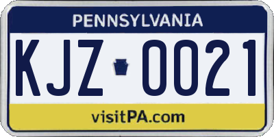 PA license plate KJZ0021